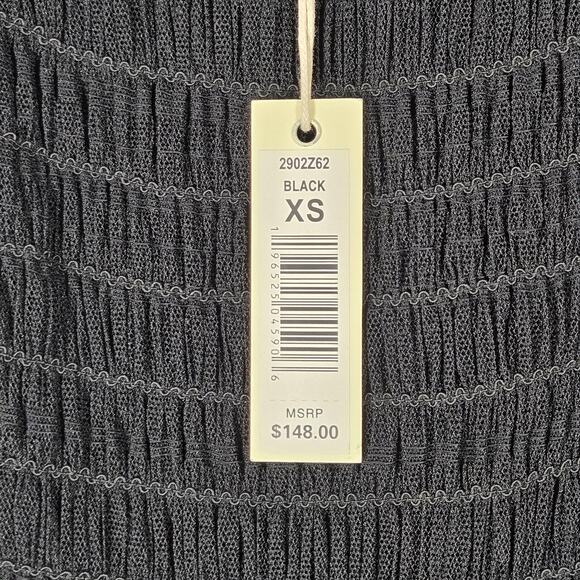 Max Studio Black Smocked Maxi Dress XS Flutter Sleeve Tiered Boho Whimsigoth - Picture 7 of 12